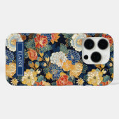 Japanisches blaues Blumenmuster mit Monogramm Case-Mate iPhone Hülle (Rückseite (Horizontal))