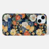 Japanisches blaues Blumenmuster mit Monogramm Case-Mate iPhone Hülle (Rückseite (Horizontal))