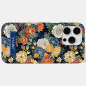 Japanisches blaues Blumenmuster mit Monogramm Case-Mate iPhone Hülle (Rückseite (Horizontal))