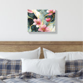 Japanisches Blumenmuster, rosa mit Gold Leinwanddruck (Insitu (Schlafzimmer))