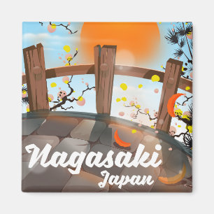 Japanisches Blütenplakat Nagasakis Magnet