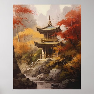 Japanisches buddhistisches Tempelkunst-Poster Poster