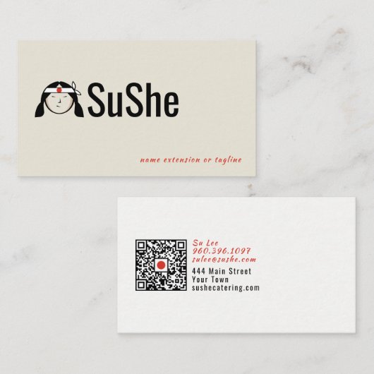 Japanisches Chef-Logo | QR-Code Visitenkarte (Vorne/Hinten)