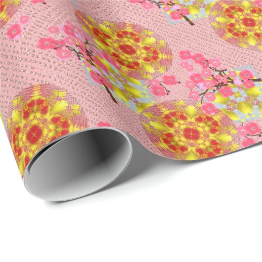 Japanisches Cherry Blossom Luxury Pattern Geschenkpapier (Rolleneckpunkt)
