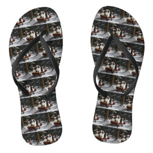 Japanisches Chin Snowy Sleigh Weihnachtsdekor Badesandalen