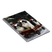 Japanisches Chin Snowy Sleigh Weihnachtsdekor Notizblock (Rechte Seite)