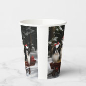Japanisches Chin Snowy Sleigh Weihnachtsdekor Pappbecher (Links)