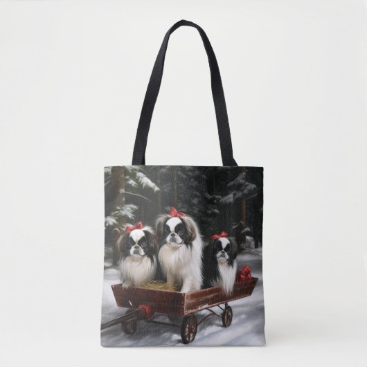 Japanisches Chin Snowy Sleigh Weihnachtsdekor Tasche (Vorderseite)