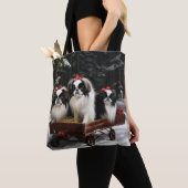 Japanisches Chin Snowy Sleigh Weihnachtsdekor Tasche (Von Nahem)