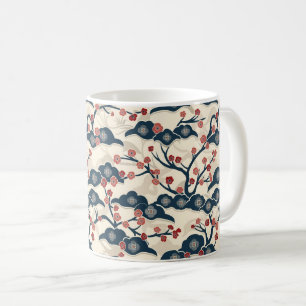 Japanisches Chiyogami Ume Roter Korallen Indigo Cr Kaffeetasse