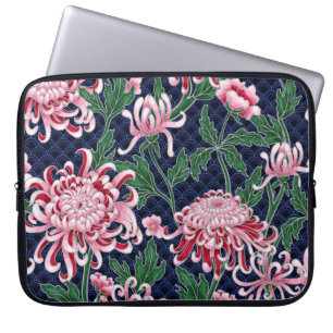 Japanisches Chrysanthemen-Pfingstrosen-Vintage-Mus Laptopschutzhülle