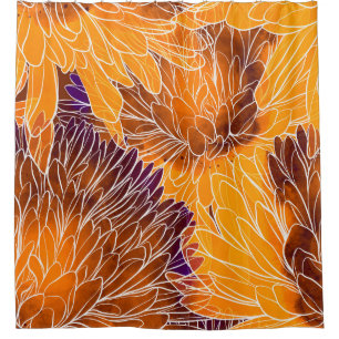 Japanisches Chrysanthemum: Aquarellfarbenes Nahtlo Duschvorhang