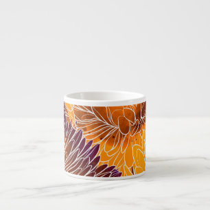 Japanisches Chrysanthemum: Aquarellfarbenes Nahtlo Espressotasse