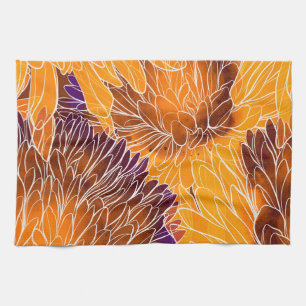 Japanisches Chrysanthemum: Aquarellfarbenes Nahtlo Geschirrtuch