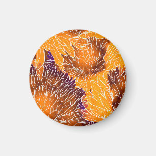 Japanisches Chrysanthemum: Aquarellfarbenes Nahtlo Magnet