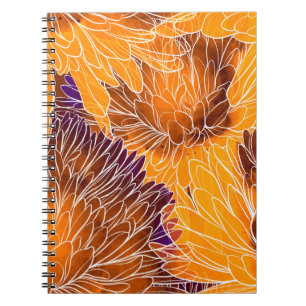 Japanisches Chrysanthemum: Aquarellfarbenes Nahtlo Notizblock