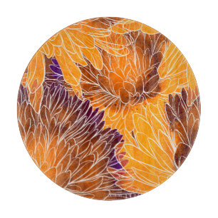 Japanisches Chrysanthemum: Aquarellfarbenes Nahtlo Schneidebrett