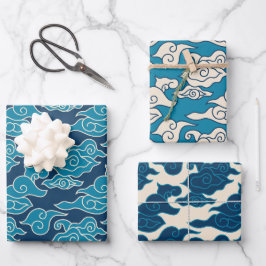 Japanisches Cloud-Muster Geschenkpapier Set