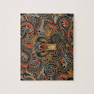 Japanisches Cobra-Irezumi-Tätowierungsmuster Puzzle