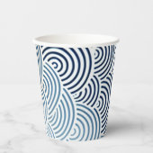 japanisches Design mit Meereswellen-Blau und Weiß Pappbecher (Vorderseite)