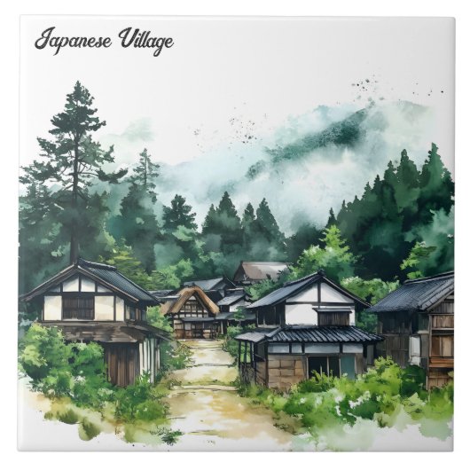 Japanisches Dorf Fliese (Vorderseite)