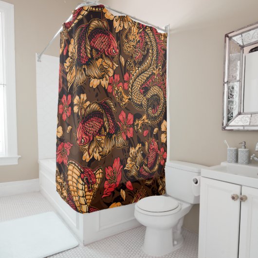 Japanisches Drachenkoi-Muster. Duschvorhang (Beispiel)