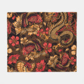 Japanisches Drachenkoi-Muster. Fleecedecke (Vorderseite (Horizontal))
