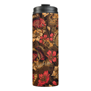 Japanisches Drachenkoi-Muster. Thermosbecher