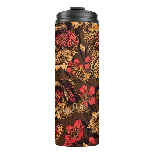 Japanisches Drachenkoi-Muster. Thermosbecher (Vorderseite)