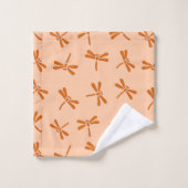 Japanisches Drachenmuster, Mandarin Orange Badhandtuch Set (Waschlappen)