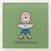 Japanisches Ein-Mit Augen Kind: Cartoon Yokai Glasuntersetzer (Vorderseite)