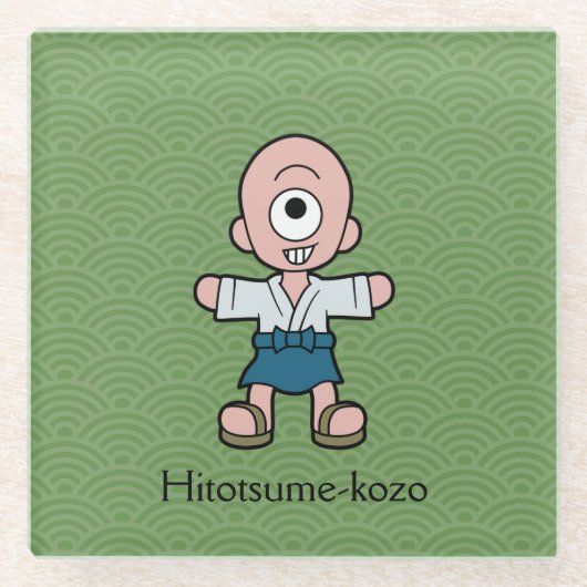 Japanisches Ein-Mit Augen Kind: Cartoon Yokai Glasuntersetzer (Vorderseite)