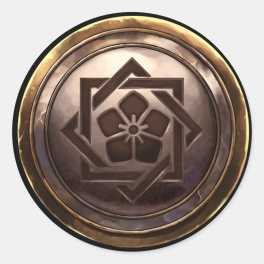 Japanisches Emblem (Kamon) Runder Aufkleber (Vorderseite)