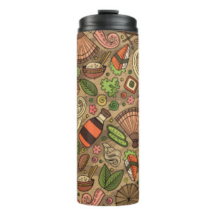 Japanisches Essen: Cute Hand Drawn Thermosbecher