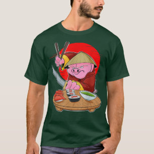 Japanisches Essen I Maki Lover I Samurai Sushi Pig T-Shirt