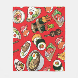 Japanisches Essen: Nahtloses kulturelles Muster Fleecedecke