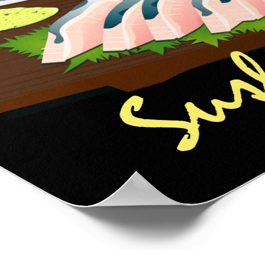 Japanisches Essen Sushi Black Poster (Ecke)