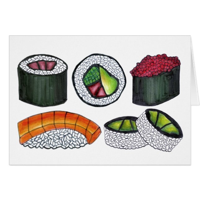japanisches Essen Sushi Maki California Rolls Nigi (Vorderseite (Horizontal))