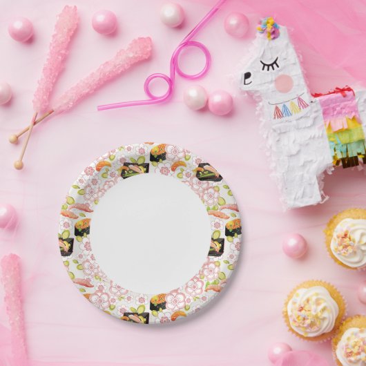 Japanisches Essen: Sushi-Muster 2 Pappteller (Party)