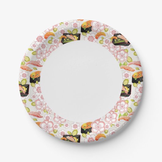 Japanisches Essen: Sushi-Muster 2 Pappteller (Vorderseite)
