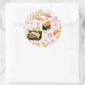 Japanisches Essen: Sushi Muster 2 Runder Aufkleber (Tasche)