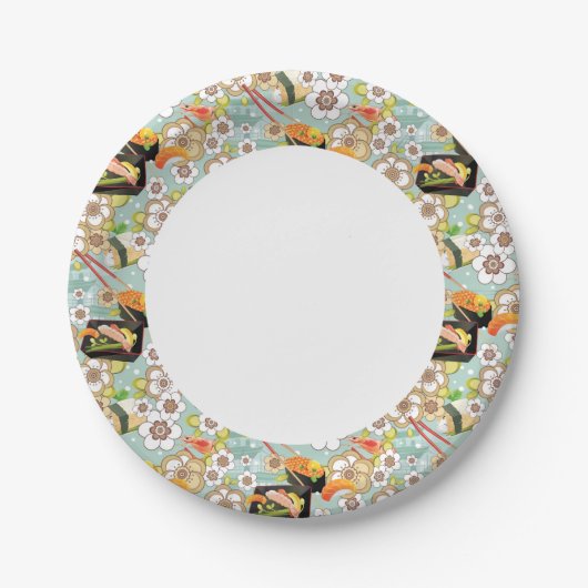 Japanisches Essen: Sushi-Muster 4 Pappteller (Vorderseite)