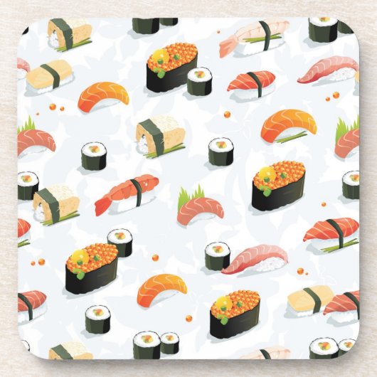 Japanisches Essen:Sushi-Muster Getränkeuntersetzer (Vorderseite)