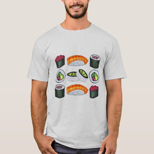 Japanisches Essen Sushi Nigiri Maki Roll Rolls T - T-Shirt (Vorderseite)