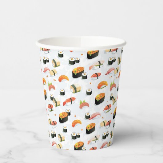Japanisches Essen: Sushi Pattern Pappbecher (Links)