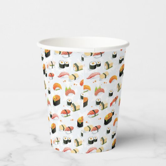 Japanisches Essen: Sushi Pattern Pappbecher (Rechts)