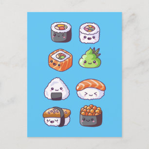 japanisches Essen Sushi Roll Postkarte