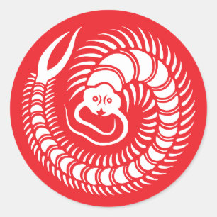 Japanisches Familienwappen-Centipede Runder Aufkleber