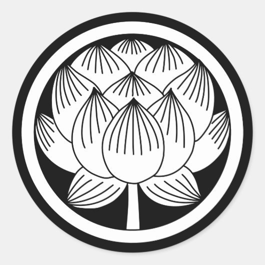 Japanisches Familienwappen-Lotus Runder Aufkleber (Vorderseite)