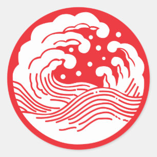 Japanisches Familienwappen-Wave Runder Aufkleber
